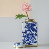シノワズリ キャニスター スクエア WH/BL ホワイト ブルー