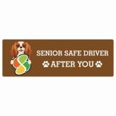カーサイン 高齢者マーク SENIOR SAFE DRIVER キャバリアキングチャールズスパニエル ステッカー シール 長方形 20x6.7cm 肉球 日本製 車