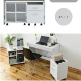 デスク3点セット シンプルな にチェストとラックが付いたセットアイテム。 の足元には配線が収納できるスペースあり 幅100cm、奥行45cmのコンパクトなデザイン デスクセット 机セット チェスト付きデスク ラック付きデスク 省スペース 家具 インテリア 新生活