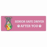 カーサイン 高齢者マーク SENIOR SAFE DRIVER スタッフォードシャーブルテリア ステッカー シール 長方形 15x5cm 肉球 日本製 車