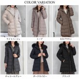 ダウンコート レディース  ミディアム メルファージュ ダウン90% フォックス ファー フード付き ダウン コート ロングコート ロング丈コート【着丈約90CM】 (d3411)