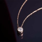 ダイヤモンド ネックレス K18PG 0.1ct フクリン ペンダント 18金 ピンクゴールド 一粒ダイヤ シンプル 華奢 レディース アクセサリー ジュエリー プレゼント ギフト 贈り物