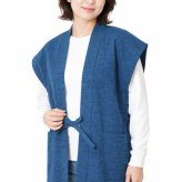 紬織 袖無し 綿入り半纏 日本製 はんてん 半天 ベストポンチョ 2029
