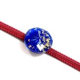 「金粉入り」東京切子帯留め　瑞光菊　～ずいこうぎく～　青