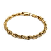 ステンレス ロープチェーンブレスレット 幅6mm ゴールド メンズ ボリューム ツイスト 立体感 太め シンプル カジュアル ストリート モード きれいめ おしゃれ かっこいい アクセサリー 手元のポイント 金属アレルギー対応