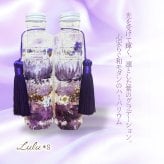 【お供え・お悔やみ】 ハーバリウム 2本セット 対 仏花 プリザーブドフラワー 仏壇用 納骨堂 初盆 新盆 お彼岸 喪中見舞い ペット 供養 花 ギフト 紫 パープル