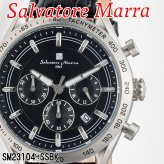 【送料無料】（お取り寄せ）腕時計 メンズ Salvatore Marra サルバトーレマーラ クロノグラフ 10気圧防水 レザーベルト SM23104-SSBK 本革レザー 高級感 ブランド 人気 シンプル ウォッチ カジュアル フォーマル 誕生日[SM23104-SSBK]