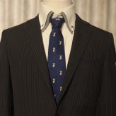 【富士桜工房】チワワ・ネイビー・富士桜工房・日本製シルクジャカードの和風ネクタイ