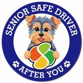 カーサイン 高齢者マーク SENIOR SAFE DRIVER ヨークシャーテリア マグネット 強力 直径13cm 肉球 日本製 車 ステッカー