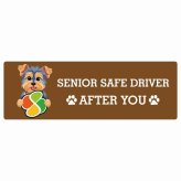カーサイン 高齢者マーク SENIOR SAFE DRIVER ヨークシャーテリア ステッカー シール 長方形 15x5cm 肉球 日本製 車