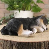 柴犬　置物 リアル　黒柴　お昼寝中　いぬ　動物オブジェ　ガーデン　オーナメント　店舗　カウンター　装飾　オブジェ　インテリア　玄関先　庭　犬好きさん人気ギフト　動物人気ギフト　クリスマスプレゼント　お誕生日祝い　母の日人気　父の日人気　敬老の日人気