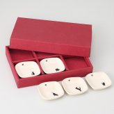 Japan シルエット猫 角小皿 5柄セット 磁器 美濃焼 やきものの里から、暮らしを贈ります。　ギフト 食器 セット テーブルウェア