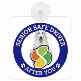 カーサイン 高齢者マーク SENIOR SAFE DRIVER ボルゾイ 車内用 吸盤タイプ 収れん火災防止タイプ 肉球 日本製 車 ステッカー