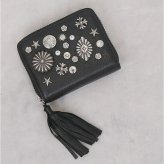 ペルケ カード入れ perche 80-06-0010 通販 カードケース ジャバラ 本革 ミニウォレット ミニ財布 スキミング防止 コンパクト 大容量 じゃばら財布 レザーウォレット レディース 小銭入れ付き おしゃれ かわいい スタッズ ジッパー財布
