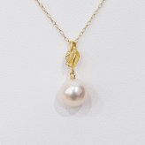 ［pearl587］ 8mm - 8.5mm ホワイトピンク ペンダント ダイヤモンド付 あこや真珠 0.01ct