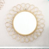 ミラー ドレッサー 太陽 鏡 壁掛け アジアン家具 ヨーロピアン 北欧 ルーム ラタン 籐 木製 おしゃれ 雑貨 バリ ナチュラル 花型