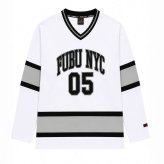 FUBU フブ ホッケーシャツ メンズ レディース fam-62712 ホッケージャージ ゲームシャツ 長袖 Vネック ナンバリング ロゴ プリント オーバーサイズ ストリート ヒップホップ ダンス カジュアル M L XL XXL 2026FW Karlas