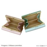 ちいかわ 口金財布 ミニ財布 レディース 二つ折り財布 コンパクト財布 小銭入れ キャラクター グッズ 雑貨 ハチワレ 似顔絵 型押し ミント かわいい おしゃれ ギフト プレゼント