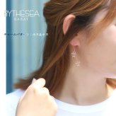 ハワイアンジュエリー ゴールド ピアス ホヌ ピンクゴールド ピアス 2チャームフックピアス ホヌ プルメリア チェーン 揺れる 片耳(1個)購入可 K14 14K 20G ゲージ BY THE SEA バイザシー 彼女 妻 女性 レディース プレゼント ハロウィン 【品番：GE632R】
