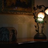 照明 ランプ サイド 3段階調光式 タッチセンサー LED電球対応 ライト おしゃれ さりげない室内エッセンス・グリーンブッド2灯タッチランプ 照明 アンティーク ヨーロッパ クラシック モダン スタンド ドラマや映画のスクリーンでも ガラス インテリア