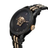 ヴェルサーチェ 腕時計 メンズ ブラック ピンクゴールド ローズゴールド 43mm VERSACE PALAZZO EMPIRE パラッツォ エンパイア 立体メデューサ スイス製 高級 ブランド おしゃれ プレゼント ギフト 成人 卒業 入学