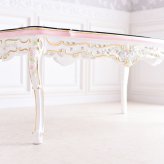 テーブル ロココ 調 センター 白 リビング おしゃれ ホワイト 幅120cm 木製 アンティーク 猫脚 姫系 ROCOCOアントワネット (ガラス天板付き） ヨーロピアン 輸入家具 かわいい 新生活