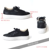 ルコライン スニーカー ルコライン 靴 RUCO LINE RUCO-002BK CALF PU LUX ブラック 黒 合皮 無地 ローカット ファスナー無し  RUCO LINE