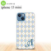 iPhone13mini iPhone13 mini ケース ハードケース アーガイル 青 グレー +アルファベット  nk-i13m-1413i