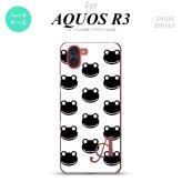 SH-04L SHV44 R3 AQUOS R3 スマホケース カバー カエル かえる A 白 黒 +アルファベット nk-r3-167i