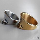 ステンレス ニュアンスリング ごつめ ワイドリング 逆反り ゴールド シルバー 指輪 重厚感 太め 大きめ 存在感 メタル お洒落 湾曲 カーブ 鏡面 プチプラ レディース 女性 金属アレルギー対応