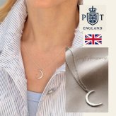 英国製 ハンドメイド 三日月 シルバーネックレス レディース 月モチーフ ムーン スターリングシルバー 925 シンプル 上品 大人 女性  母 誕生日 記念日 母の日 クリスマス ホワイトデー プレゼント ギフト