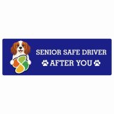 カーサイン 高齢者マーク SENIOR SAFE DRIVER コーイケルホーンディエ ステッカー シール 長方形 20x6.7cm 肉球 日本製 車