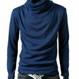 （メール便）秋新作長袖シャツ メンズ Tシャツ ロンT タートルネック カジュアル トップス アフガンネック ドレープ キレイめ ストレッチ
