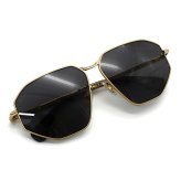 マックスマーラ Max Mara サングラス ノーズパッド UVカット アイウェア スクエア 多角形 ジオメトリック MM0143/S 30A 59 メンズ レディース ユニセックス ゴールド+ブラック 海外正規品