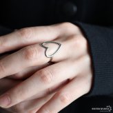 ステンレス ハートリング ワイヤーリング 透かし ニュアンス シンプルリング シルバー フリーサイズ レディース 女性 指輪 金属アレルギー対応