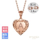 ゴールド ネックレス ハワイアンジュエリー ネックレス イニシャル ピンクゴールド ネックレス 刻印 無料 誕生石入れ可 ハート型 イニシャル 14K K14 刻 14k k14カットあずきチェーン太1.4mm ギフトラッピング可能 プレゼント ハロウィン 【品番：CG-GP110R-CH1020】