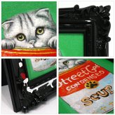 オイル ペイント アートペンキ デコフレーム シリーズ OP-05816 キャット カン 猫 ネコ ドッグ 動物 壁掛け 置き型