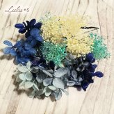 髪飾り ターコイズブルー ヘアアクセサリー ヘッドドレス プリザーブドフラワー ドライフラワー かすみ草 紫陽花 アジサイ 青 水色 ネイビー 結婚式 ウェディング ブライダル 和装 白無垢 色打掛 振袖 袴 成人式 卒業式 浴衣 七五三 前撮り 発表会 着物 花 髪留め パーティー ルルズ Lulu＊s