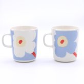 マリメッコ ユフラ ウニッコ マグカップ 250ml ペア ホワイト/ライトブルー/オレンジレッド marimekko UNIKKO JUHLA マグ 食器 ギフト 耐熱 電子レンジ対応 結婚祝い プレゼント 贈り物 ギフトセット 食器セット
