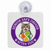カーサイン 高齢者マーク SENIOR SAFE DRIVER アメリカンワイヤーヘア 車内用 吸盤タイプ 収れん火災防止タイプ 肉球 日本製 車 ステッカー