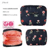  薔薇柄ミニティッシュ ポーチ PASSAGE BOIS idees 定形外 送料無料 日本製 抗菌防臭生地使用 コスメポーチ 化粧ポーチ バラ 薔薇 コンパクト 小さい ブラック