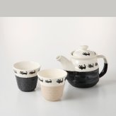 黒ネコ茶器揃 磁器 美濃焼 やきものの里から、暮らしを贈ります。　ギフト 食器 セット テーブルウェア