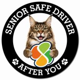 カーサイン 高齢者マーク SENIOR SAFE DRIVER メインクーン マグネット 強力 直径13cm 肉球 日本製 車 ステッカー