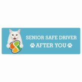 カーサイン 高齢者マーク SENIOR SAFE DRIVER ターキッシュアンゴラ ステッカー シール 長方形 20x6.7cm 肉球 日本製 車