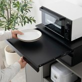 レンジ台 キッチン収納 レンジ下収納 スライドトレー レンジ下スライドテーブル 電子レンジ下ラック オーブン下 家電下 レンジの下収納 引き出し 2杯 80cm レンジラック キッチン 台所 板 スライド スリム：