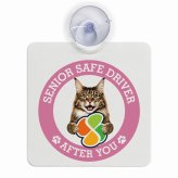 カーサイン 高齢者マーク SENIOR SAFE DRIVER メインクーン 車内用 吸盤タイプ 収れん火災防止タイプ 肉球 日本製 車 ステッカー