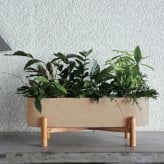 鉢カバー おしゃれ 大型 幅65cm 高さ15cm 植木鉢 KONTON コントン コーテス オブロング 長方形 横長 四角 ファイバーセメント セメント 屋外 ガーデン 高級 北欧 モダン ナチュラル 観葉植物用 サボテン 多肉植物 特大 玄関 プランター 底穴なし ライトベージュテラゾ