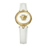 ヴェルサーチェ 腕時計 レディース ホワイト ゴールド 34mm VERSACE PALAZZO EMPIRE パラッツォ エンパイア 立体 メデューサ 白 レザー 革ベルト スイス製 高級 ブランド おしゃれ プレゼント ギフト 卒業 入学 お祝い