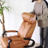 高座椅子 高さ調節 回転式 リクライニング フットレスト付き ブラウン W58xD63-148xH98-104cm座面高40-46cm 座椅子 リクライニングチェア パーソナルチェア 肘付き おしゃれ