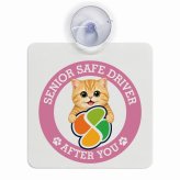 カーサイン 高齢者マーク SENIOR SAFE DRIVER マンチカン 車内用 吸盤タイプ 収れん火災防止タイプ 肉球 日本製 車 ステッカー